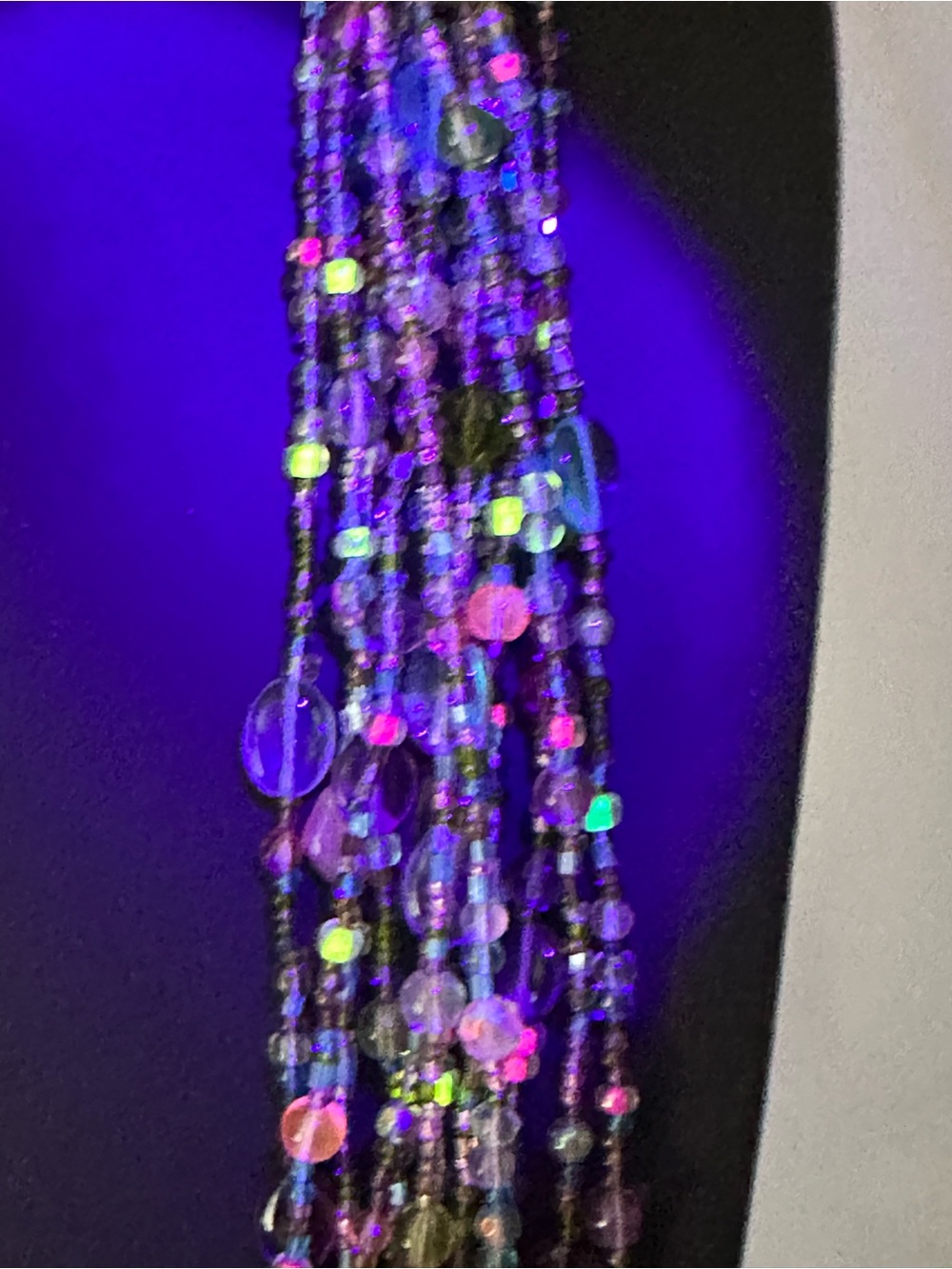 Joan Rivers Necklace Uranium Glass Pastel Czech Bead Statement Book Piece Long - Picture 12 of 14